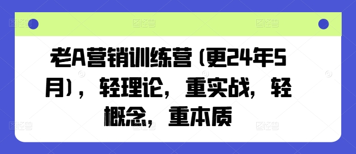 老A营销训练营(更24年12月)，轻理论，重实战，轻概念，重本质-Z网创