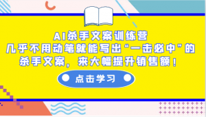 AI杀手文案训练营:几乎不用动笔就能写出“一击必中”的杀手文案,来大幅提升销售额!-Z网创