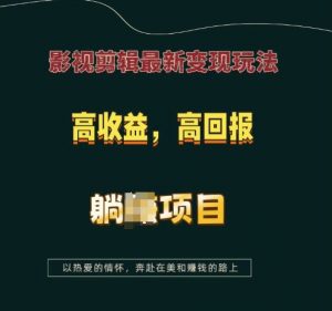 影视剪辑最新变现玩法，高收益，高回报，躺Z项目【揭秘】-Z网创