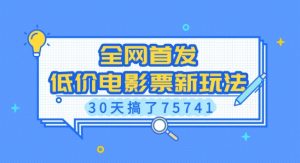 全网首发，低价电影票新玩法，已有人30天搞了75741【揭秘】-Z网创