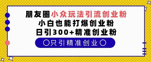 朋友圈小众玩法引流创业粉，小白也能打爆创业粉，日引300+精准创业粉【揭秘】-Z网创