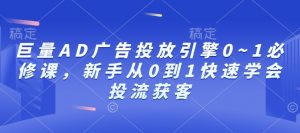 巨量AD广告投放引擎0~1必修课,新手从0到1快速学会投流获客-Z网创