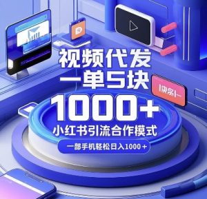 视频代发，一单5块，小红书引流合作模式，一部手机轻松日入多张【揭秘】-Z网创