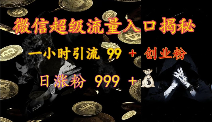 微信超级流量入口揭秘:一小时引流 99 + 创业粉,日涨粉 999 +-Z网创