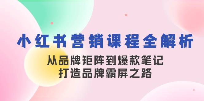 小红书营销课程全解析，从品牌矩阵到爆款笔记，打造品牌霸屏之路-Z网创