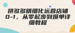 拼多多精细化运营店铺0-1，从零起步到爆单详细教程-Z网创
