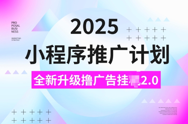 2025小程序推广计划,撸广告挂JI3.0玩法,日均5张【揭秘】-Z网创