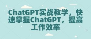 ChatGPT实战教学,快速掌握ChatGPT,提高工作效率-Z网创