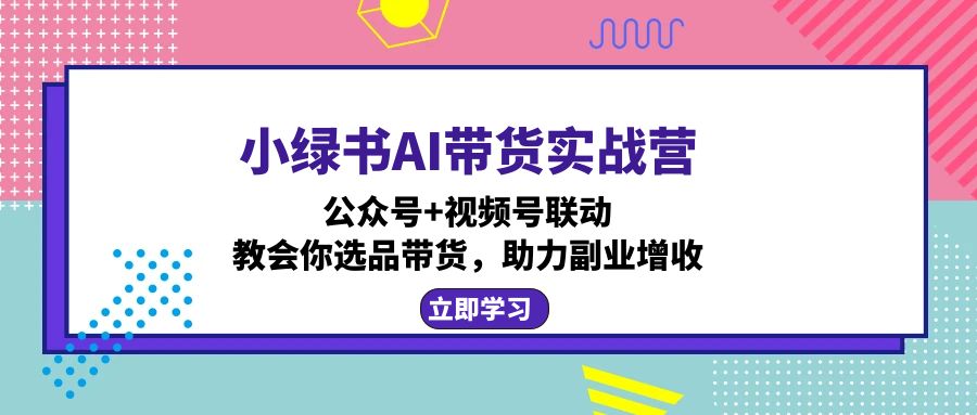 小绿书AI带货实战营：公众号+视频号联动，教会你选品带货，助力副业增收-Z网创