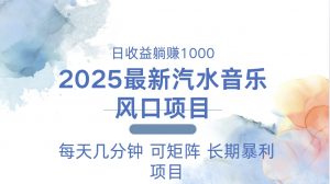 2025最新汽水音乐躺赚项目 每天几分钟 日入1000＋-Z网创