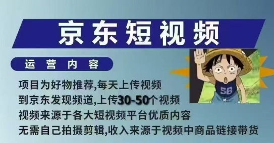 京东短视频带货课,无需自己拍摄剪辑,保姆式教学,两天快速上手-Z网创