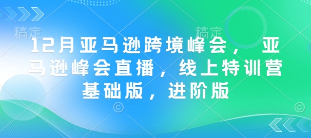 12月亚马逊跨境峰会， 亚马逊峰会直播，线上特训营基础版，进阶版-Z网创
