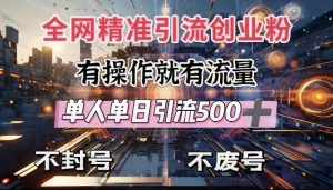 全网独家引流创业粉,有操作就有流量,单人单日引流500+,不封号、不费号-Z网创