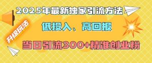 2025年最新独家引流方法,低投入高回报?当日引流300+精准创业粉-Z网创