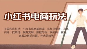 小红书电商玩法:带货/选品/找素材/裂变/数据分析/供应商/发货/售后/开店思维等-Z网创