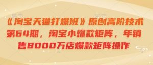 《淘宝天猫打爆班》原创高阶技术第64期，淘宝小爆款矩阵，年销售8000万店爆款矩阵操作-Z网创