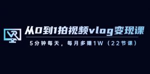 从0到1拍视频vlog变现课,5分钟每天,每月多赚1W(22节课)-Z网创