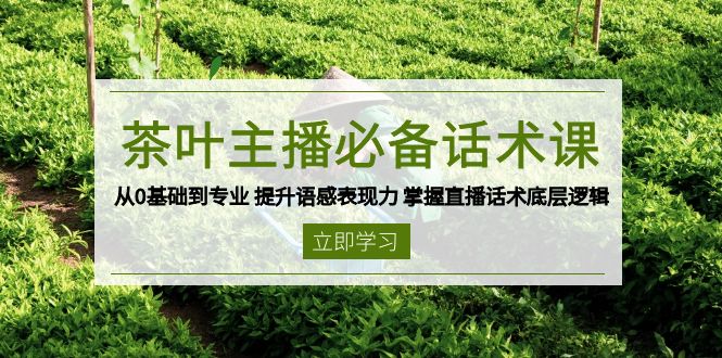 茶叶 主播必备话术课 从0基础到专业 提升语感表现力 掌握直播话术底层逻辑-Z网创