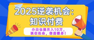 2025逆袭项目——知识付费，小白也能月入10万年入百万，抓住机会彻底翻...-Z网创