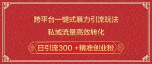 跨平台一键式暴力引流玩法，私域流量高效转化日引流300 +精准创业粉-Z网创