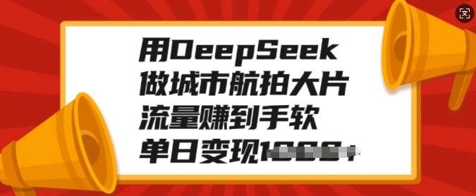 用DeepSeek做城市航拍大片，流量赚到手软，单日变现多张-Z网创