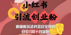 小红书引流创业粉，新模板玩法并且安全导流，日引100+创业粉-Z网创