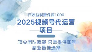 2025视频号代运营 日躺赚1000＋ 只需提供账号-Z网创
