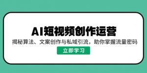 AI短视频创作运营，揭秘算法、文案创作与私域引流，助你掌握流量密码-Z网创