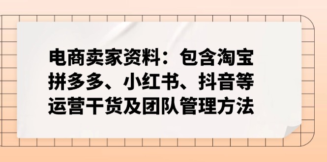 电商卖家资料:包含淘宝、拼多多、小红书、抖音等运营干货及团队管理方法-Z网创