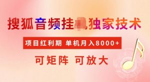 首发搜狐音频挂JI,项目红利期,可矩阵可放大,稳定月入5k【揭秘】-Z网创