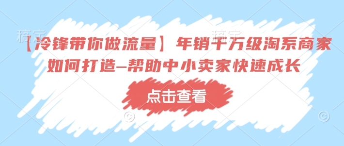 【冷锋带你做流量】年销千万级淘系商家如何打造–帮助中小卖家快速成长-Z网创