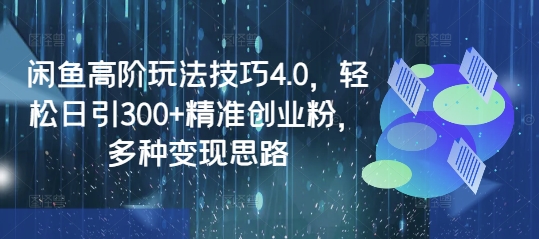 闲鱼高阶玩法技巧4.0，轻松日引300+精准创业粉，多种变现思路-Z网创