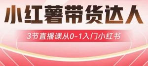 小红薯达人带货启航计划，3节直播课从0-1入门小红书-Z网创