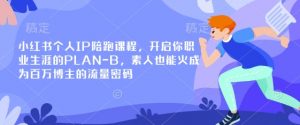 小红书个人IP陪跑课程,开启你职业生涯的PLAN-B,素人也能火成为百万博主的流量密码-Z网创