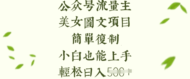 流量主长期收益项目，美女图片简单复制，小白也能上手，轻松日入5张-Z网创