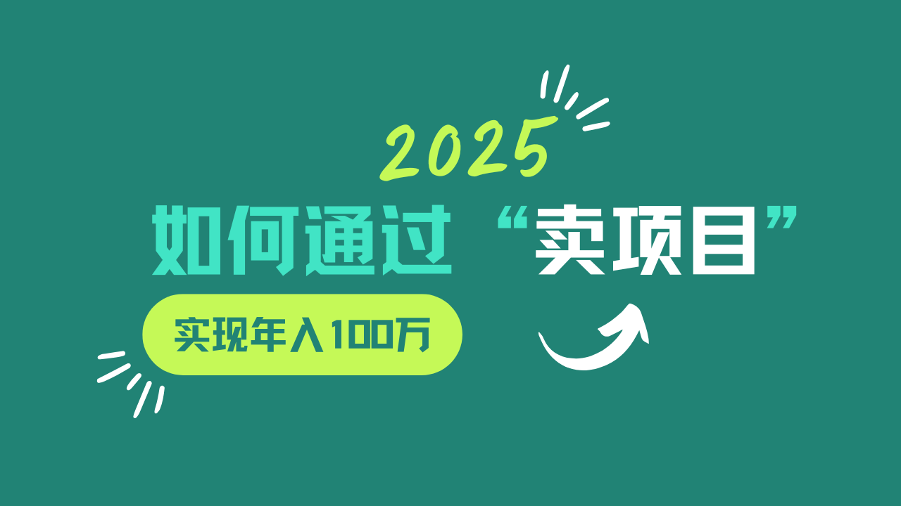 2025年如何通过“卖项目”实现年入100w-Z网创