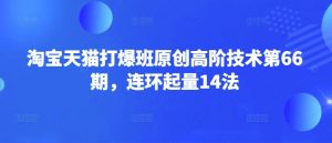 淘宝天猫打爆班原创高阶技术第66期,连环起量14法-Z网创