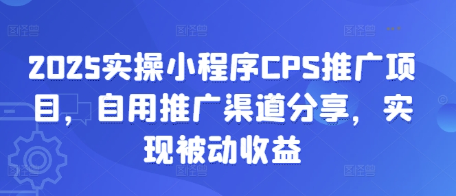 2025实操小程序CPS推广项目，自用推广渠道分享，实现被动收益-Z网创
