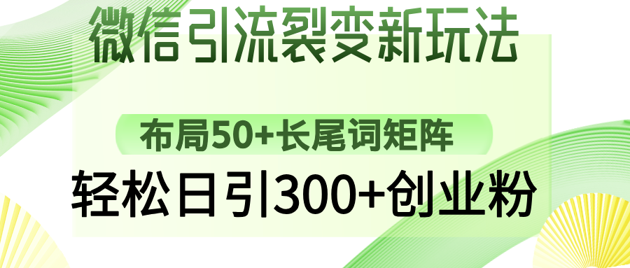 微信引流裂变新玩法：布局50+长尾词矩阵，轻松日引300+创业粉-Z网创