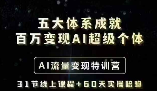五大体系成就百万变现AI超级个体- AI流量变现特训营，一步一步教你一个人怎么年入百W-Z网创