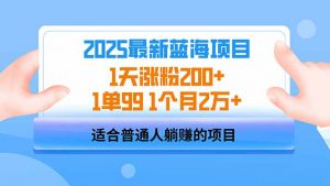 2025蓝海项目 1天涨粉200+ 1单99 1个月2万+-Z网创