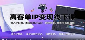 高客单IP变现线下大课：素人IP打造，美业流量方法论，销转模型，脚本与拍摄剪辑-Z网创