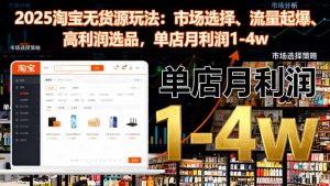 2025淘宝无货源玩法:市场选择、流量起爆、高利润选品,单店月利润1-4w-Z网创