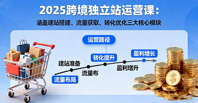 2025跨境独立站运营课:涵盖建站搭建、流量获取、转化优化三大核心模块-Z网创