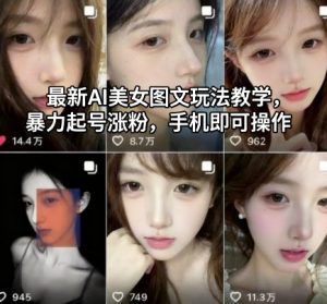 最新AI美女图文玩法教学,暴力起号涨粉,手机即可操作-Z网创