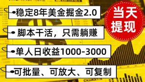 稳定8年美金掘金2.0脚本干活，只需躺赚。单人日收益1000-3000可批量、...-Z网创