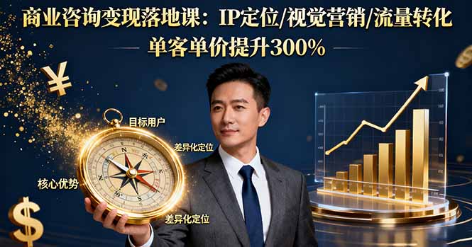 商业咨询变现落地课:IP定位/视觉营销/流量转化,单客单价提升300%-Z网创