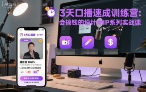 3天口播速成训练营，会搞钱的设计师IP系列实战课-Z网创