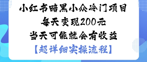 小红书暗黑小众冷门项目每天变现2张当天可能就会有收益-Z网创