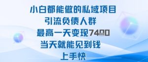 2025年小白都能做的私域项目引流负债人群最高一天变现1k+高变现难度低当天就能见到钱上手快-Z网创